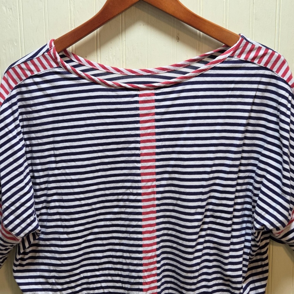 Tommy Hilfiger Shirt Womens XL Navy Red Stripe Boat Neck Dolman Nautical Top